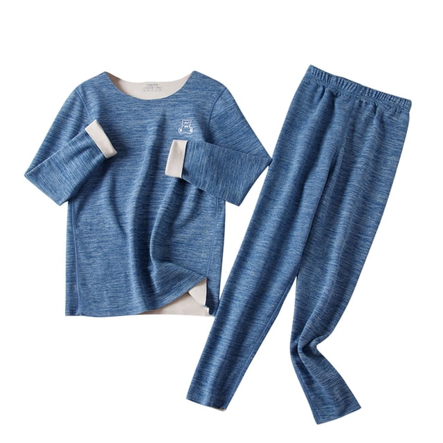 Odeerbi 4-16 Años Niño Niña Pijama Suave de Manga Larga Johns Conjunto de Ropa Interior Térmica Para Dormir Conjunto de Pijama