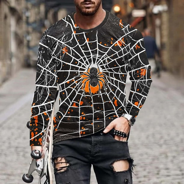 Amzcrzy - Sudadera Para Hombre, Estilo Casual, Cuello Redondo, Manga Larga, Para Halloween, Con Estampado De Moda, Color Negro, Talla 2Xl