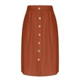 thumbnail image 4 of CHGBMOK Womens Summer Skirts Casual Front Button A-Line High Waisted Midi Skirt with Pockets, 4 of 6