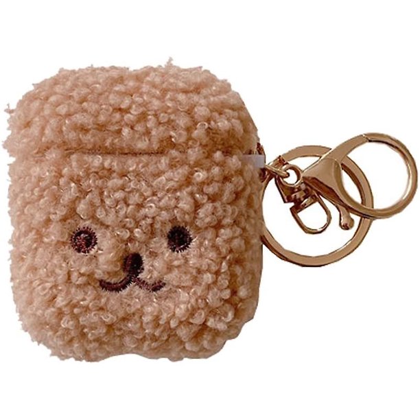 Funda Cálida Y Difusa De Oso Lindo Compatible Con Apple Airpods 2 Funda Protectora Caja De Carga De Auriculares De Piel De Dibujos Animados De Silicona Para Airpods 2 Y 1 - Marrón