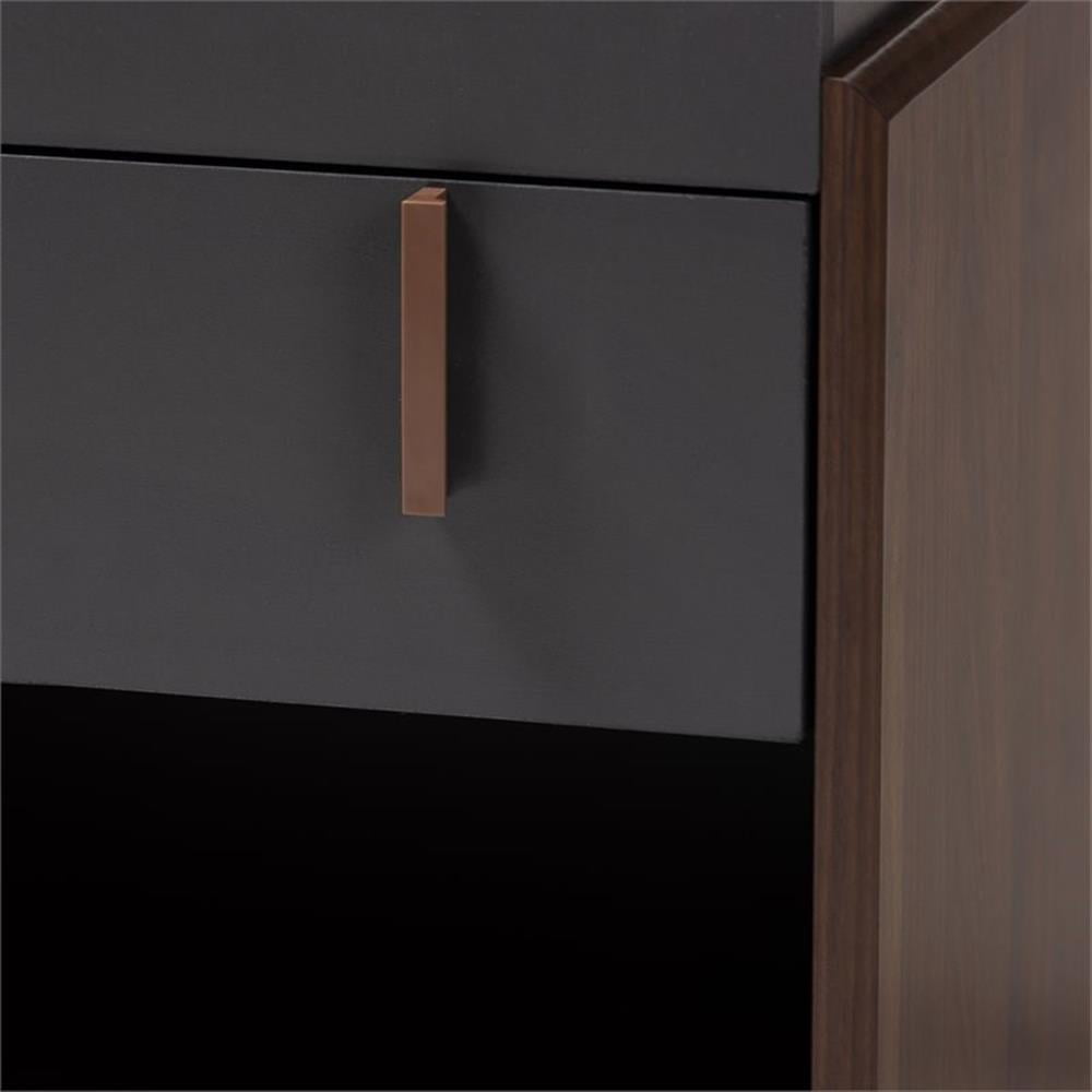 Baxton Studio Rikke Modern and Contemporary Two-Tone Gray and Walnut Finished Wood 1-Drawer Nightstand
