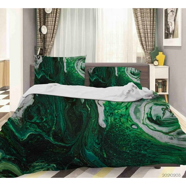 3D Abstract Green Marble Texture Quilt Cover Set Bedding Set Duvet Cover