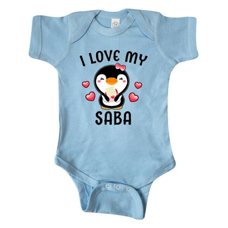 

Inktastic I Love My Saba with Cute Penguin and Hearts Gift Baby Girl Bodysuit