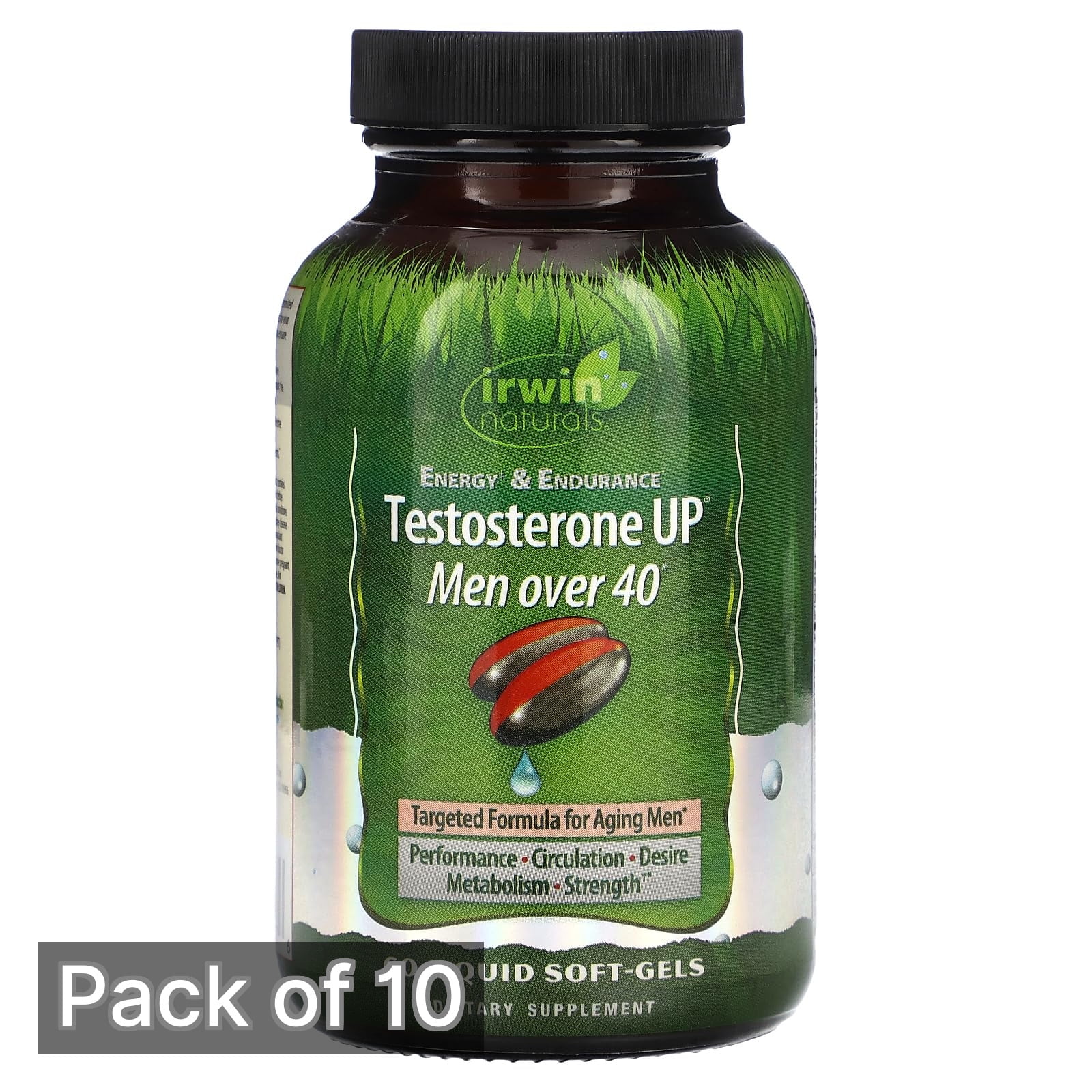 Irwin Naturals Testosterone UP, Men Over 40, 60 Liquid Soft-Gels (Pack of 10)