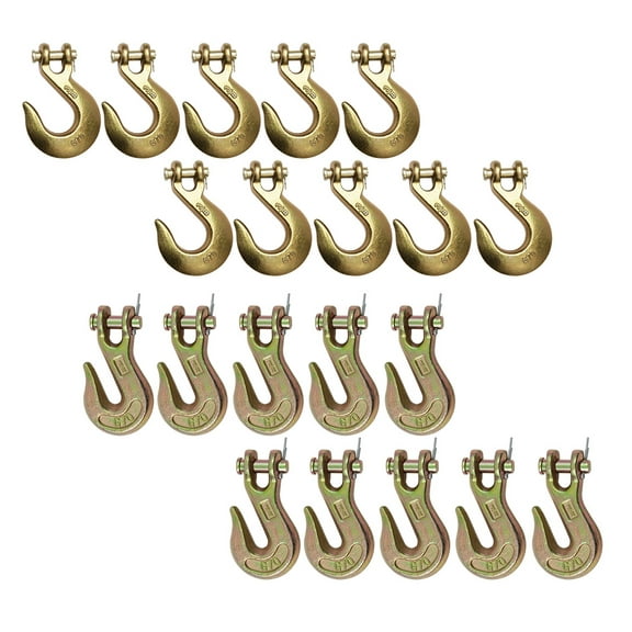 10 Pcs 3/8" Clevis Slip & 10 Pcs Grab Hooks G70 Tow Chain Tie Down Kit for Wrecker, Truck, Trailer, & Flatbed