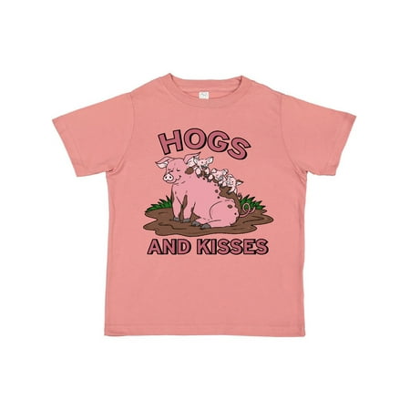 

Inktastic Hogs and Kisses with Cute Pig Family Gift Toddler Boy or Toddler Girl T-Shirt