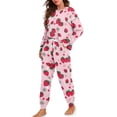 thumbnail image 2 of SCRAWLGOD Strawberry Womens Pajamas for Women Long Sleeve Pj Set Women Daisy Clothes Drawstring 2 Pjs Sets for Woman Soft Women House Wear Size XL, 2 of 7