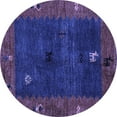 thumbnail image 1 of Ahgly Company Indoor Round Abstract Blue Modern Area Rugs, 4' Round, 1 of 4