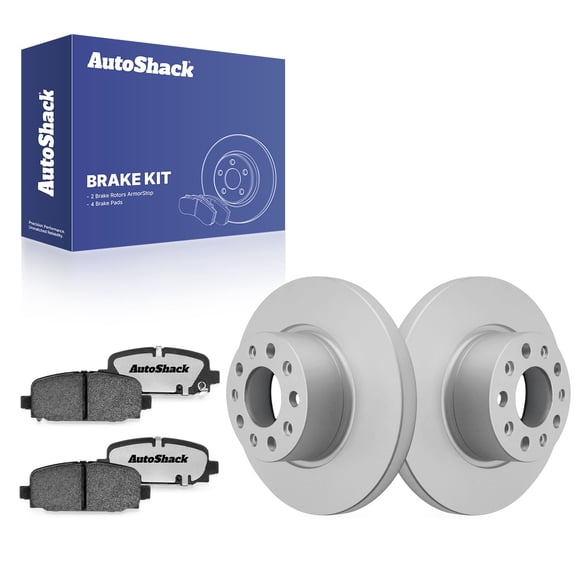 AutoShack Rear Brake Rotors & Ceramic Pads for Jeep, Compass 2018-2023, 2025, AWD FWD L4 2.0L 2.4L - Coated - ArmorStop - 10.94" (278 mm), 5-Lug