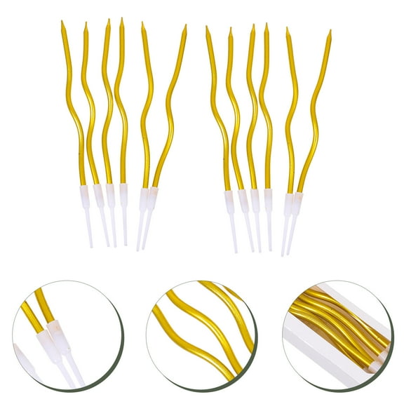 Pretyzoom Glamourous Gold Curved Candles 2 Sets Birthday Cake Accessories For Celebratory Events