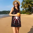thumbnail image 2 of Horeoi Spider On The Web Print Women's Sleeveless Dress Cotton-like Flared Hem Deep Side Pockets Above-Knee, 2 of 6