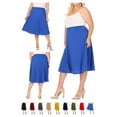 thumbnail image 7 of Moa Collection Women's Plus Size A-Line Casual Flared High Waist Elastic Band Solid Midi Skirt, 7 of 7