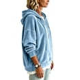 thumbnail image 6 of Velvet Sweatshirt for Women Long Sleeve Hooded Drawstring Pullover Tops Fall Winter Casual Oversized Hoodie (M, Light Blue), 6 of 8