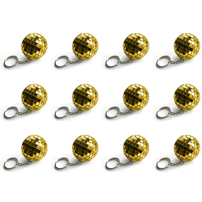 12 Pack Gold Mini Disco Ball Keychains for 70s Party Favor Decorations  Mardi Gras Party Favors