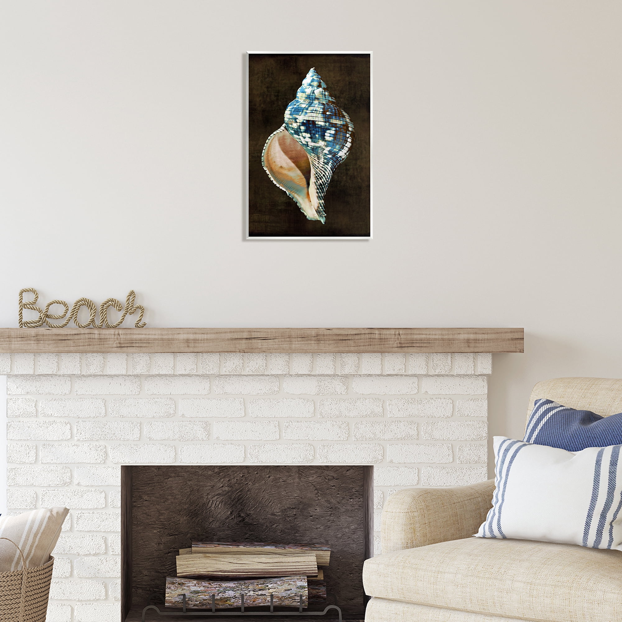 Stupell Industries Dark Patterned Conch Shell Nature Painting Unframed Art Print Wall Art, 13 x 19
