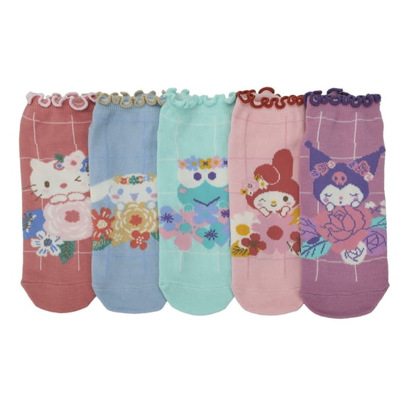 Hello Kitty & Friends Floral Character Art 5-Pair Women's Ankle Socks