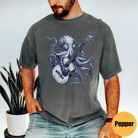Octopus Playing Guitar Retro T-Shirt, Octopus Vintage Style Shirt, Octopus Guitar Music Gift, Unisex Funny T Shirt, 90s Graphic Tee