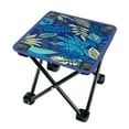 thumbnail image 2 of koolsoo Camping Stool recliner Foot Rest Mini Folding Stool Footrest Ottoman Ultralight Foldable Foot Stool for Barbecue Hiking Patio Blue Leaves, 2 of 8