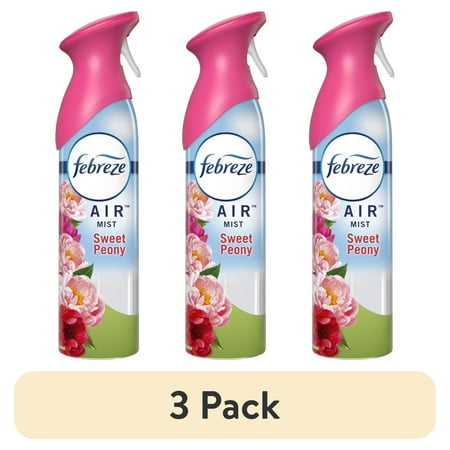 (3 pack) Febreze Air Effects Odor-Fighting Air Freshener Sweet Peony, 8.8 oz. Aerosol Can