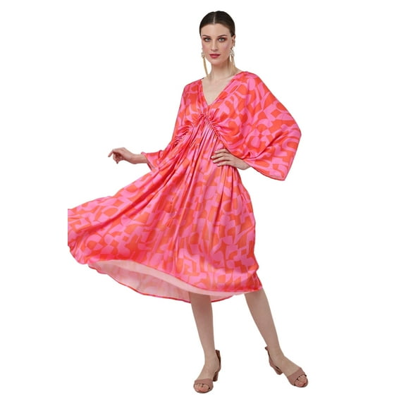 Miss Lavish London Plus size Kaftan Dresses for Women Beach Cover up Kaftans Caftans Moo Moos Women Swimwear Cover up Vermillion XX-Large