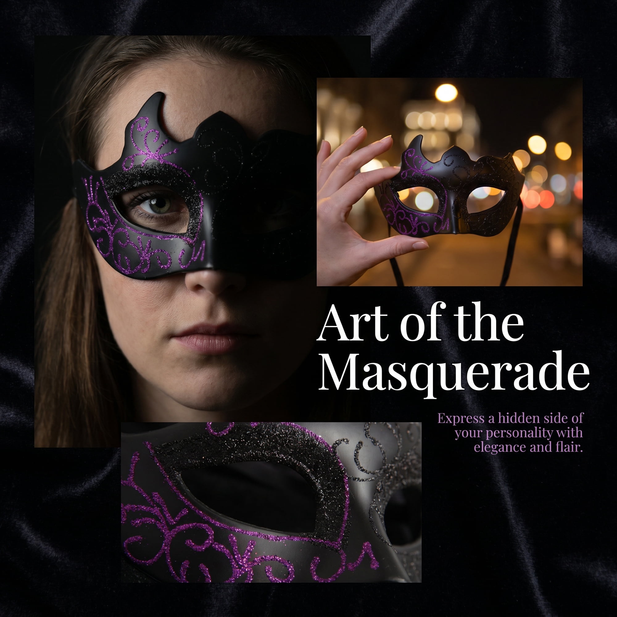 Unique Bargains Venetian Masquerade Mask for Halloween Party One-Eyed Purple 6.7" x 4.3"