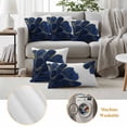 thumbnail image 6 of Navy Blue Gold Outdoor Waterproof Pillow Covers, Abstract Line Art Troditional Ink Painting Decorative Square Throw Pillowcase Sofa Cushion Sham for Patio/Couch/Chair, 18"x18" 2 Pack, 6 of 8