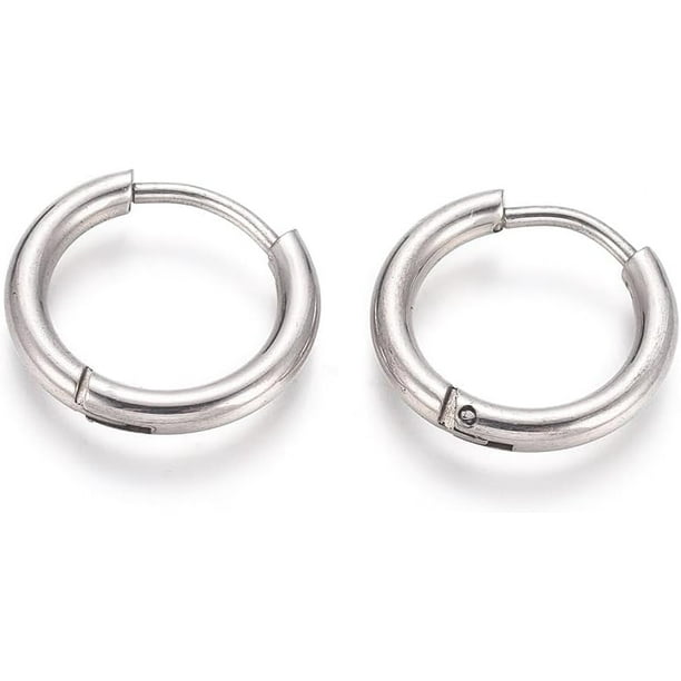 10 pares de pendientes de aro de acero inoxidable 202 resistente con pasador de acero inoxidable 316. Juego de pendientes sencillos y modernos.