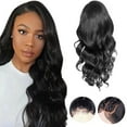 thumbnail image 4 of 28 Inch Long Body Lace Front Human Hair Wig Natural Looking Heat Synthetic Fiber Wavy Hairpiece For Women, 4 of 8