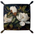 thumbnail image 2 of Women Girls Leather Square Dish Trinket Plate Jewelry Tray, Giant Magnolias Flower Flag Mothers Day Birthday Gift, 20.5x20.5cm, 2 of 6