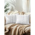 thumbnail image 2 of Outdoor Pillows Waterproof, Modern Minimalist Bedding Throw Pillows with Insert for Couch Sofa Bed, Rustic Leaves Vertical Stripes Gray 12x20 Inch Pillowcases Decorative Camping Patio Pillow Set of 2, 2 of 8