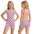thumbnail image 4 of Shadoumai Girls Swimsuit One Piece Size 8 Scalloped Ribbed Tankini with Shorts Quick Dry Color Block Ruffle Bathing Suit with Mesh Cover Ups Swimwear with Cover Up Skirt, 4 of 4