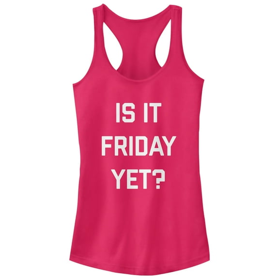 Junior's CHIN UP Is it Friday Yet Racerback Tank Top Dark Pink X Large