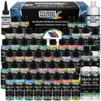 Pouring Masters 48-Color Ready-to-Pour Acrylic Pouring Paint Set: Premium Pre-Mixed, Silicone Oil & Gloss Medium, 2oz & 8oz Bottles, for Canvas, Wood & Crafts