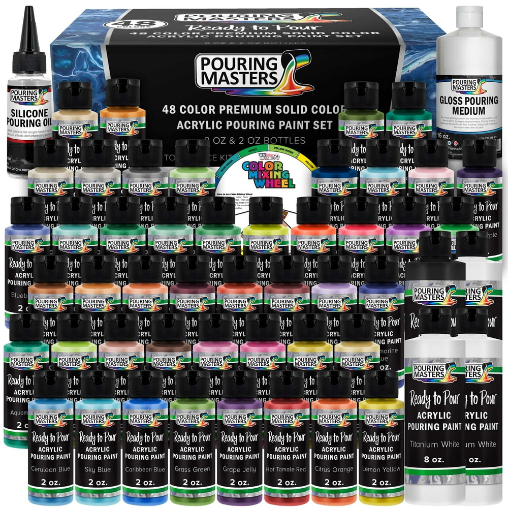 48Color Ready to Pour Acrylic Pouring Paint Set with Silicone Oil