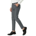 thumbnail image 4 of Unique Bargains Men's Slim Fit Plaid Business Pants Trousers with Pockets 32 Gray, 4 of 7