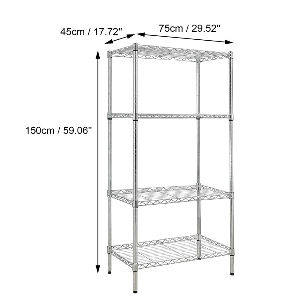 Kepooman 4 Tier Adjustable Shelving Storage Rack with Wheels for Laundry Bathroom Kitchen, Chrome Kepooman 4 Tier Adjustable Shelving Storage Rack with Wheels for Laundry Bathroom Kitchen, Chrome