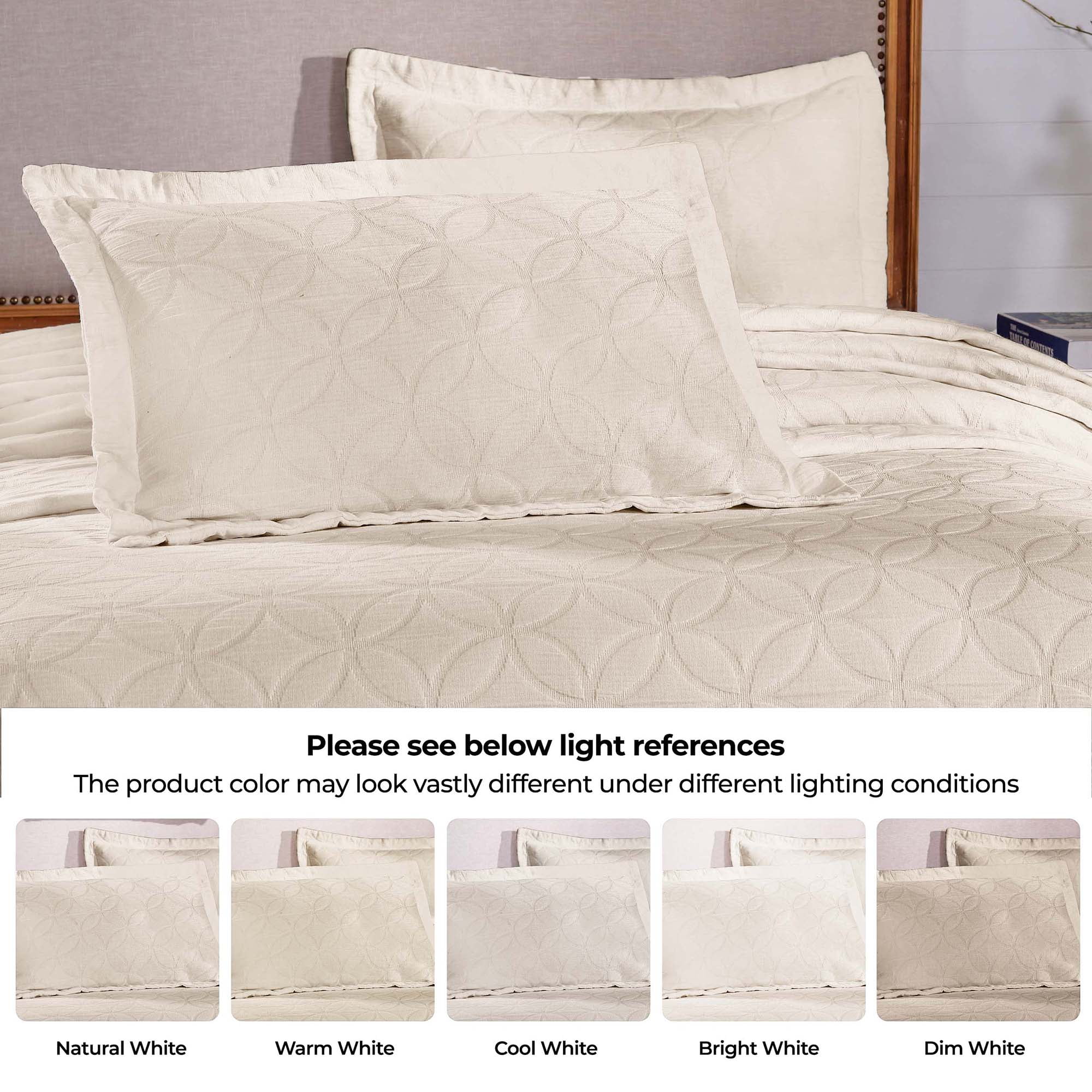 Superior 3-Piece Serenity Cotton Matelasse Ivory Bedspread Set, King