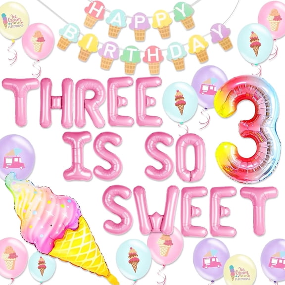 Ice Cream Theme Birthday Party Decoration Set Rainbow Number Balloons