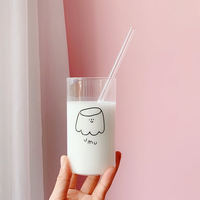 Clear Glass Takeout Cup With Lid and Straw, Ribbed Ice Coffee Glass, Cute Glass  Cup, Aesthetic Cups Perfect for Milk Tea, Soda or Water 