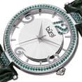 thumbnail image 4 of Women's BUR150GN Silver Quartz Watch with Swarovski Crystal Accents and See Thru Dial With Green Leather Strap, 4 of 4