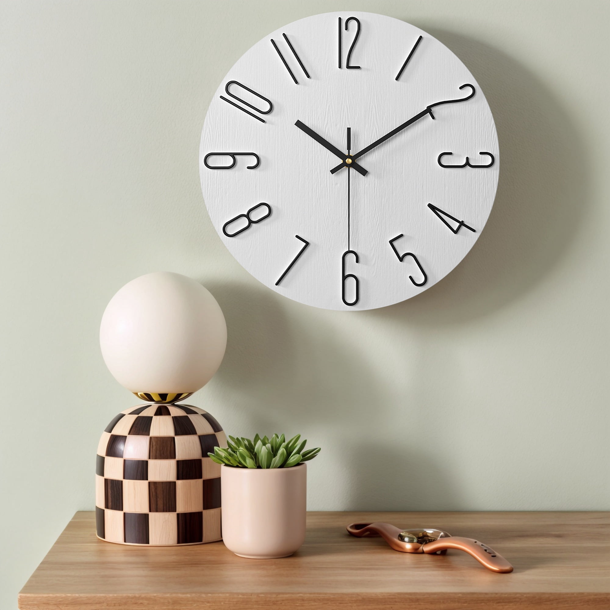 Unique Bargains 2 Pcs Analog Battery Operated Wall Clock 12 Inch White/Black Gold