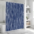 thumbnail image 5 of Vintage Wave Lines Shower Curtain Set - Long 72" x 84" Washable Bathtub Curtain with 12 Hooks, Classic Minimalist Striped Navy Blue Waterproof Fabric Stall Shower Curtains for Bathroom/Bathtub Décor, 5 of 6