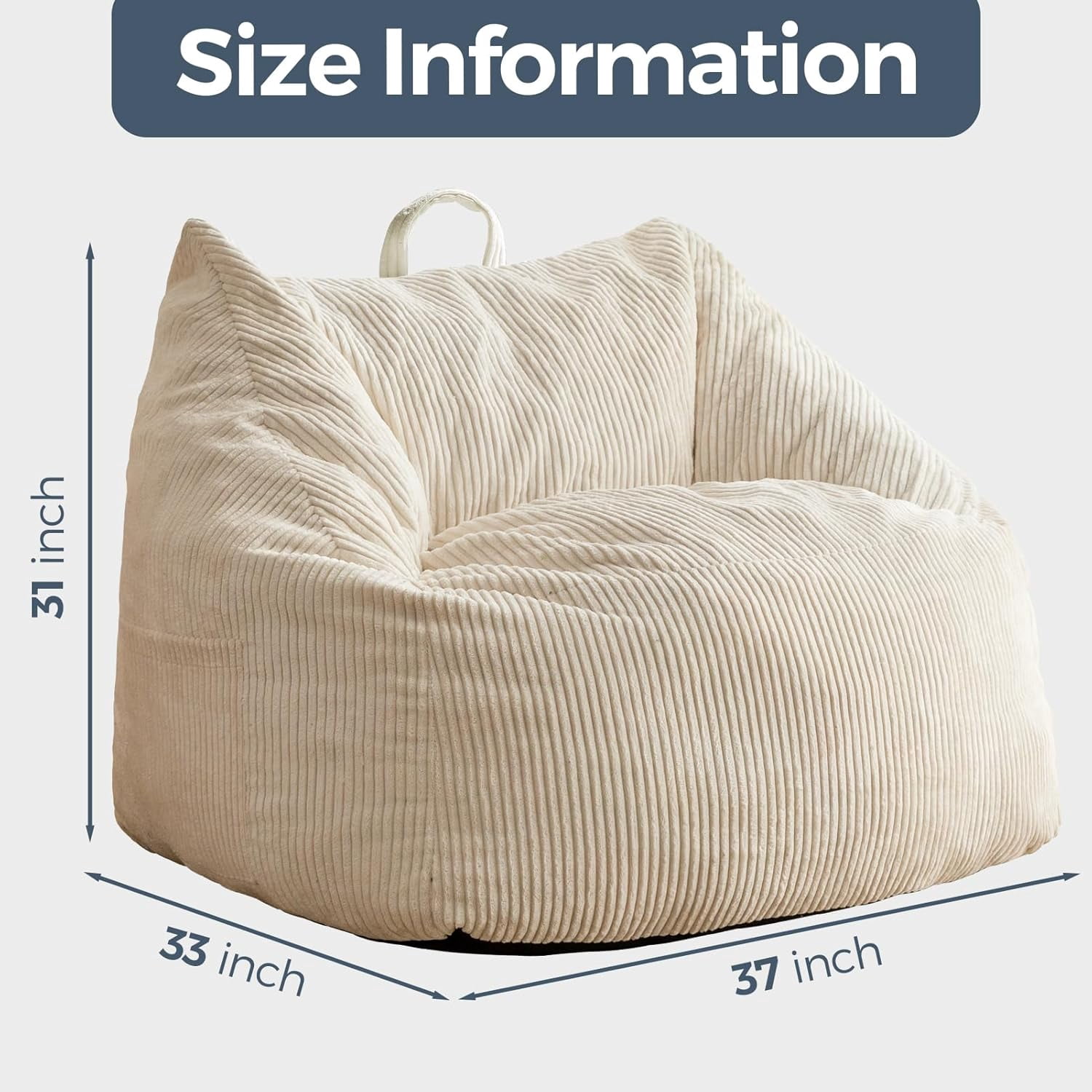 Leumius Bean Bag Sofa,Bean Bag Chair with Tufted Soft Stuffed Filling,Lazy Sofa BeanBag Chairs with Memory Foam for Dorm, Apartment, Living Room,Beige