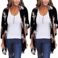 thumbnail image 2 of Viworld Women Holiday Lace Floral Kimono Cardigan Ladies Summer Tops Blouse Plus Size, 2 of 6