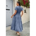 thumbnail image 5 of NAYTOAO Womens Midi Dress Summer Casual A Line Maxi Shirt Dresses Spring Short Sleeve Button Front V Neck Pockets Work Dress, 5 of 8
