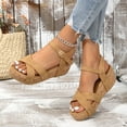 thumbnail image 2 of Women's Casual Peep Toe Wedge Sandals Adjustable Strap Slingback Platform Summer Comfort, 2 of 9