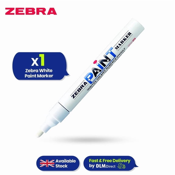 Zebra White Paint Marker Pen 1.5mm Tip Waterproof Permanent Marker for Glass, Plastic & Woodq