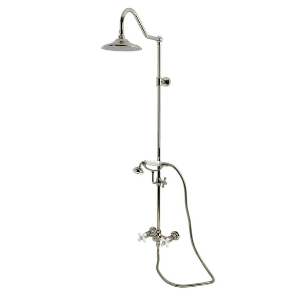 Kingston Brass CCK3666PX Kingston Wall Mount Rain Drop Shower System with Hand Shower, Polished Nickel