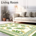 thumbnail image 2 of ODIKA 4'x6' Machine Washable Non-Slip Area Rug, Cheerful Fowl Scene Interlocking Pine Motif with Scandinavian Influence High Traffic Rug, White, 643605, 2 of 7