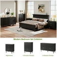thumbnail image 3 of Commode Moderne Cannelée à 3 Tiroirs – Armoire de Rangement Grand avec Pattes en Métal, devant Texturé, Dispositif Anti-Basculement – Coffre Gain de Place pour Chambre, Entrée, Salon – Noir Moucheté, 3 of 7
